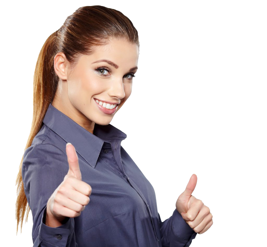 Mulher sorrindo e fazendo sinal positivo, imagem ilustrativa